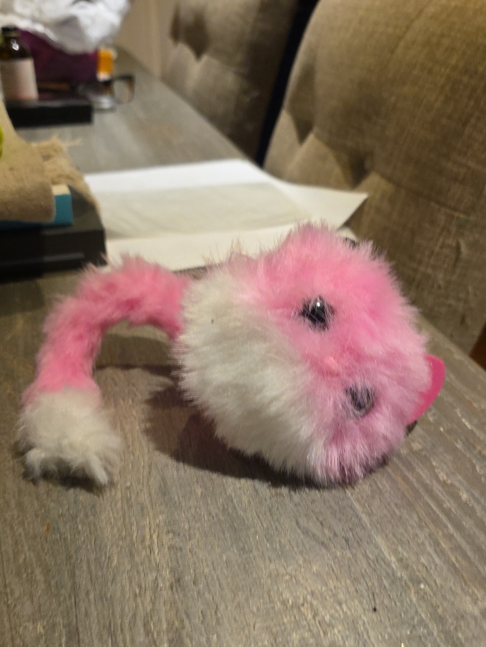 Pink & White Plush Small Pomsies - Soft Furr Toy